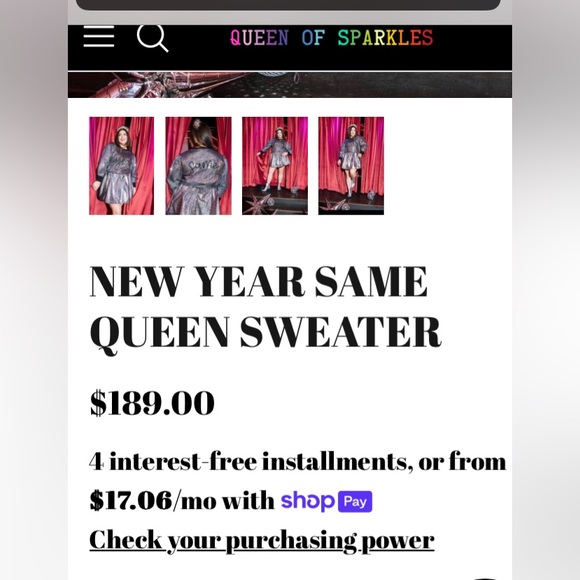 NWOT Queen of Sparkles NewYear Same Queen S - Picture 11 of 16